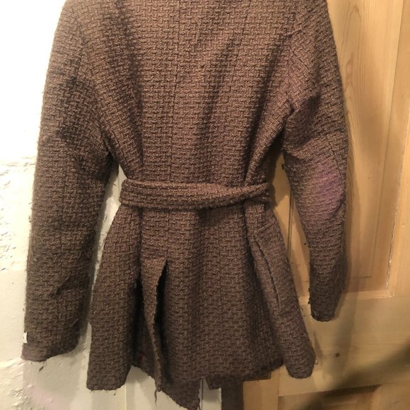 Calvin Klein Wool Pea Coat with Belt - Picture 4 of 5